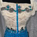 SHERRI HILL western of the shoulder crochet sequence skirt two piece set size 0
