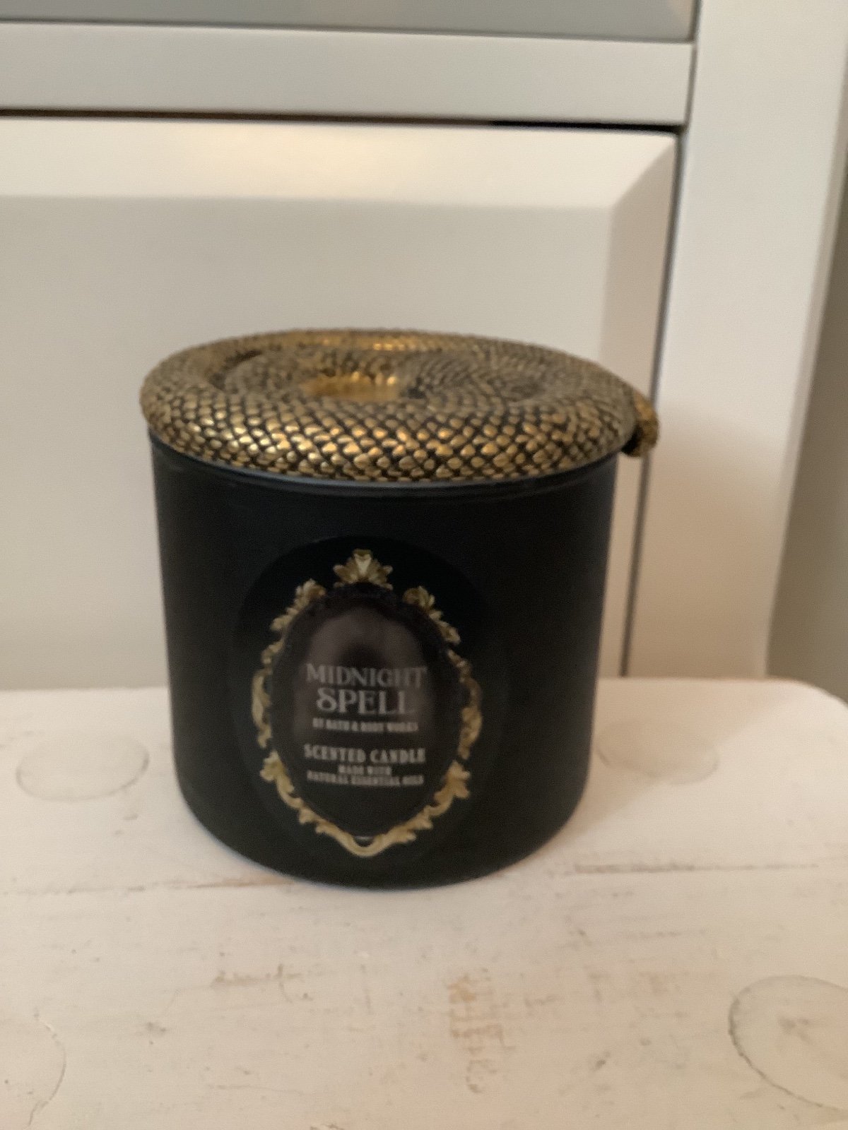 Bath & Body Works 2023 NEW Midnight Spell Snake Lid 3 Wick Candle Halloween