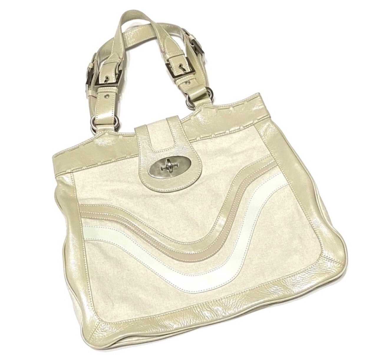 Kate Landry Linen│Cow Leather Hobo Bag