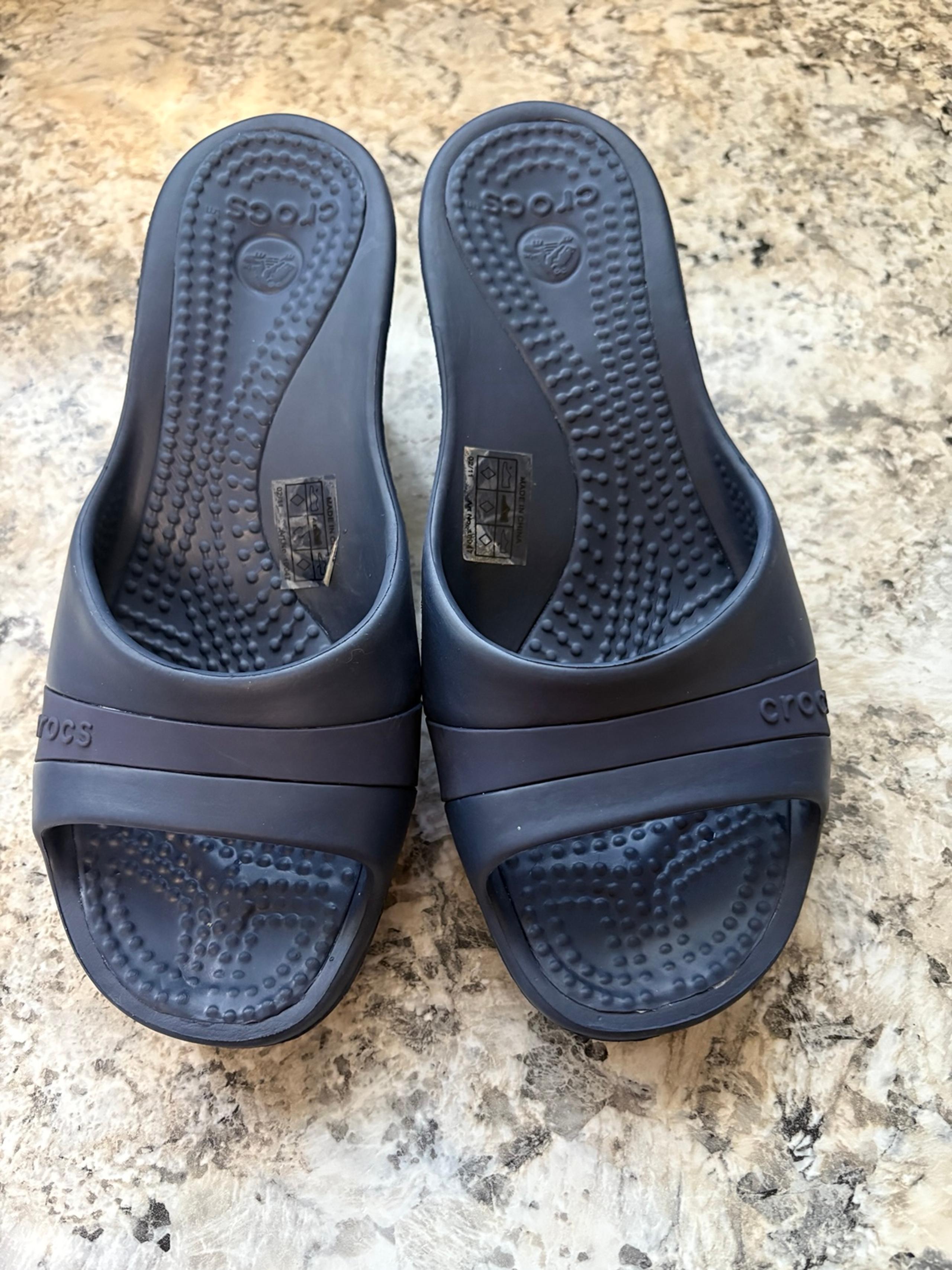 Crocs Women’s Navy Heels Size 8 New