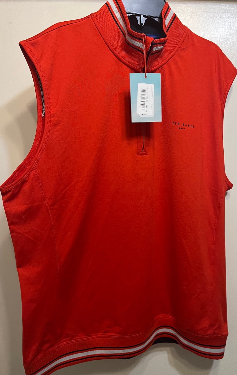 Ted Baker Mens’s GALA TRIM GOLF QUARTER-ZIP VEST IN RED Size 6 (XXL) 189