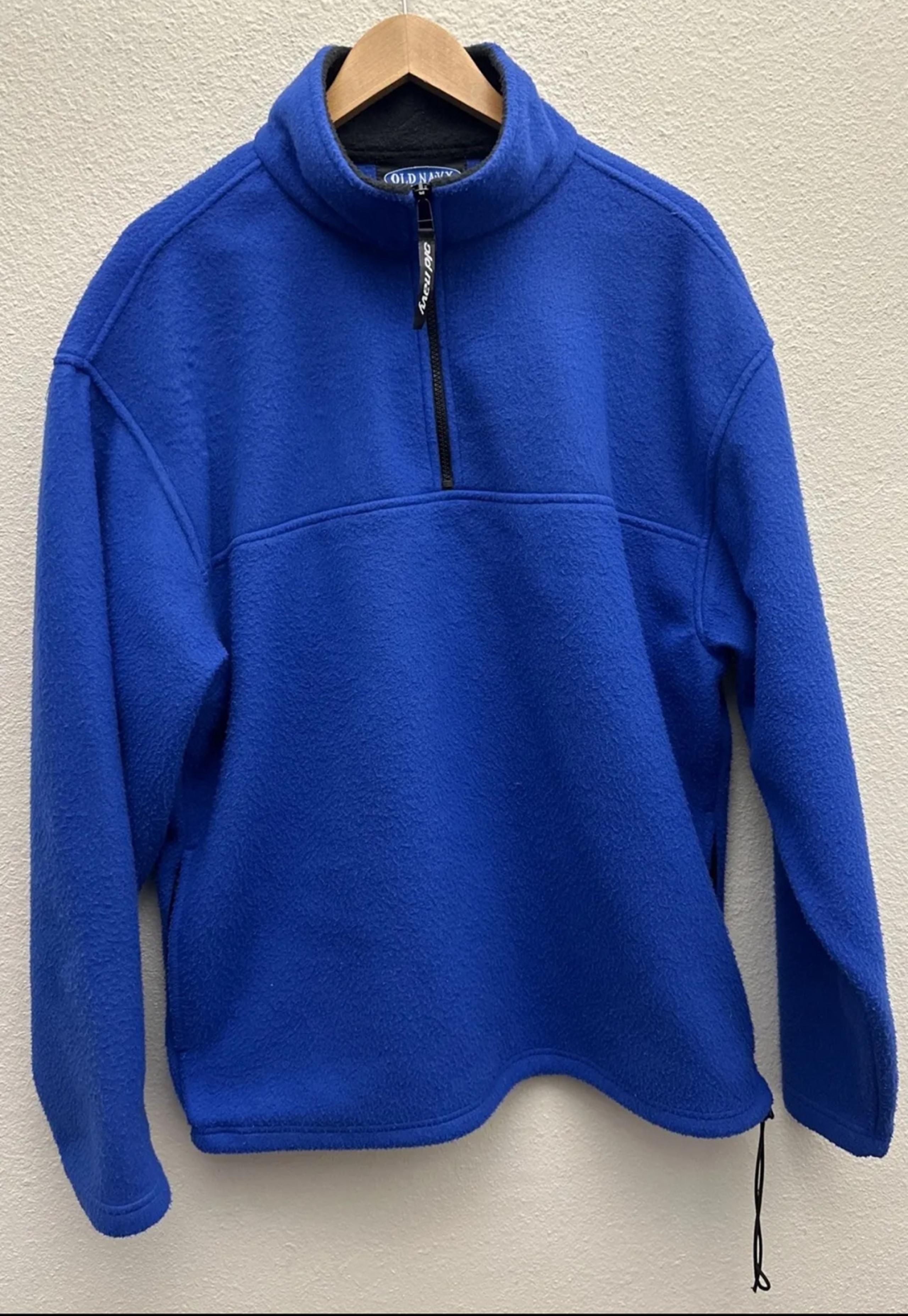 Vintage Old Navy Blue Fleece Sweatshirt Mens Medium Quarter Zip Jacket