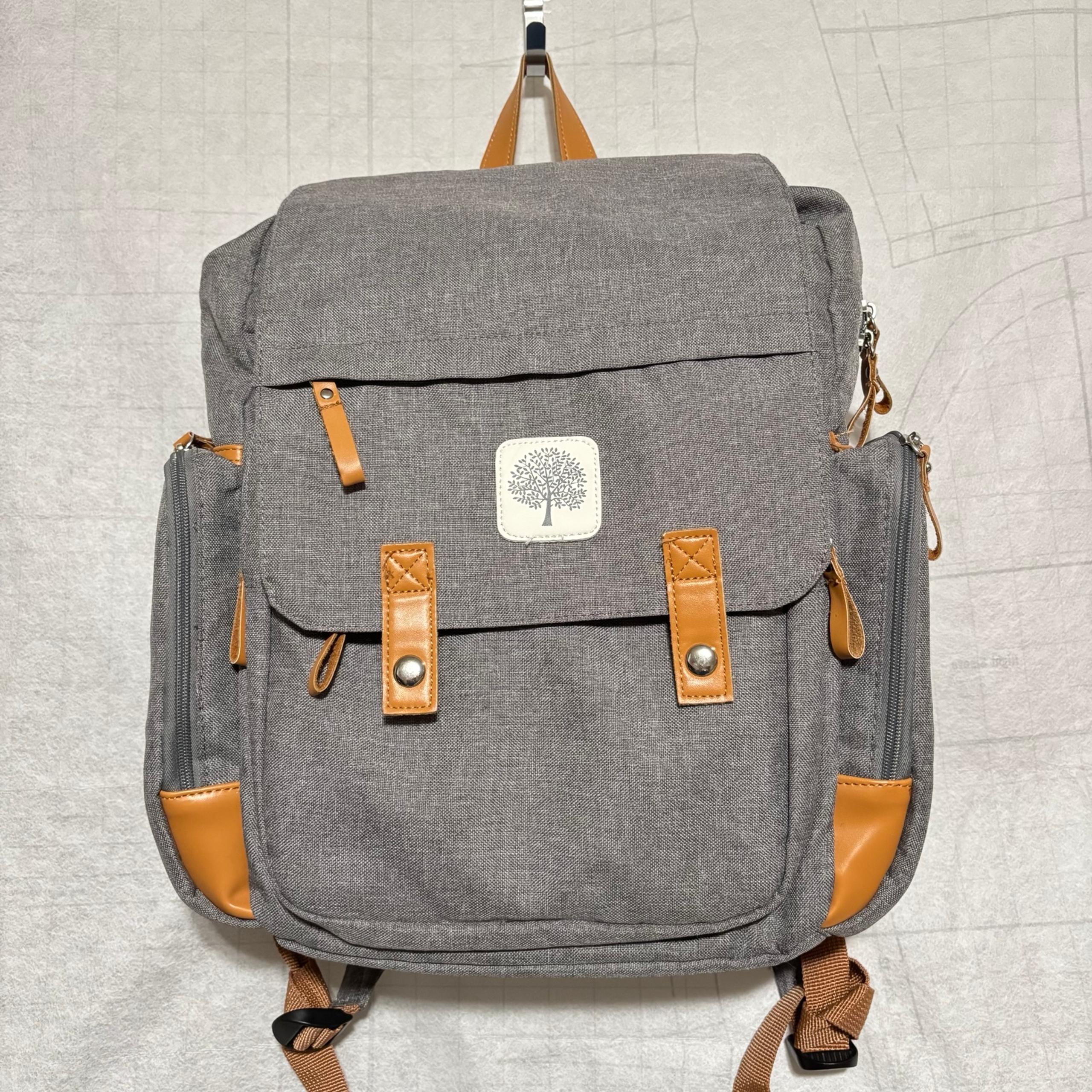 Parker Baby Diaper Backpack Large Insulated Pockets Gray Stroller Straps