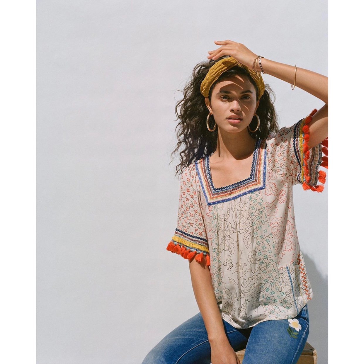 Anthropologie Paolina Tasseled Blouse