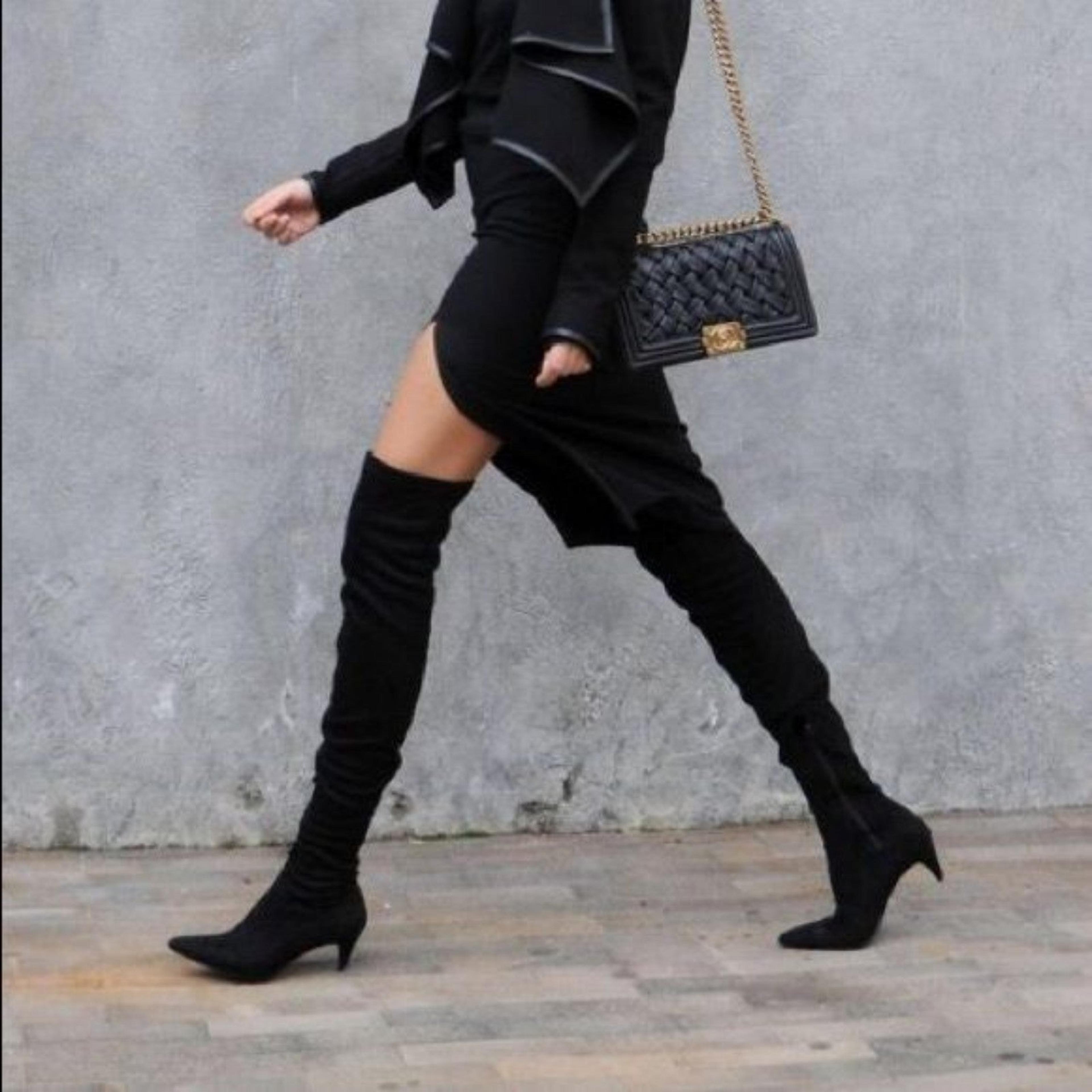 Zara kitten heel over the knee boots Clearance