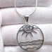 .925 Sterling Silver Evil Eye, Sun & Water Necklace