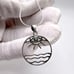 .925 Sterling Silver Evil Eye, Sun & Water Necklace