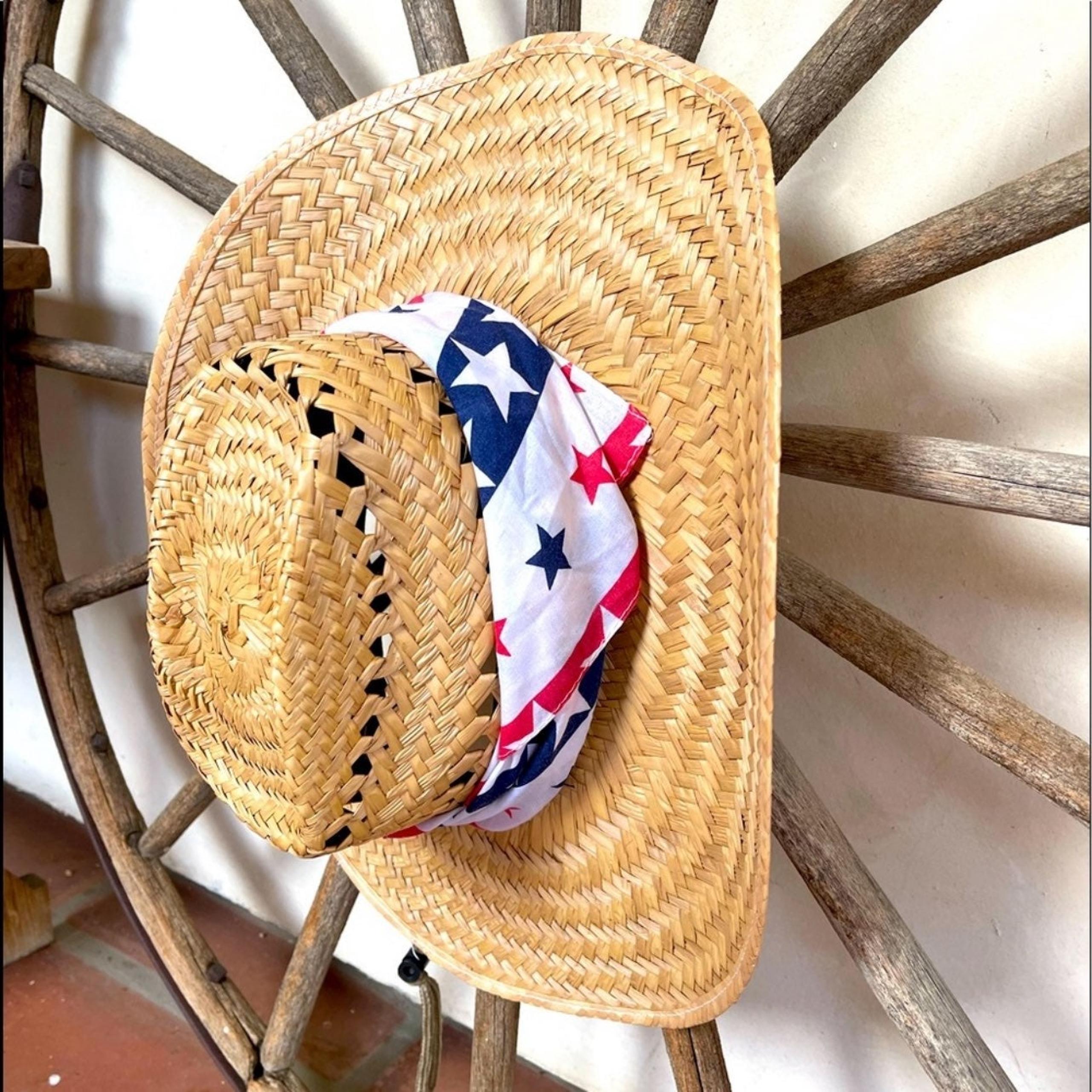 PATRIOTIC COWBOY HAT Natural Woven Straw