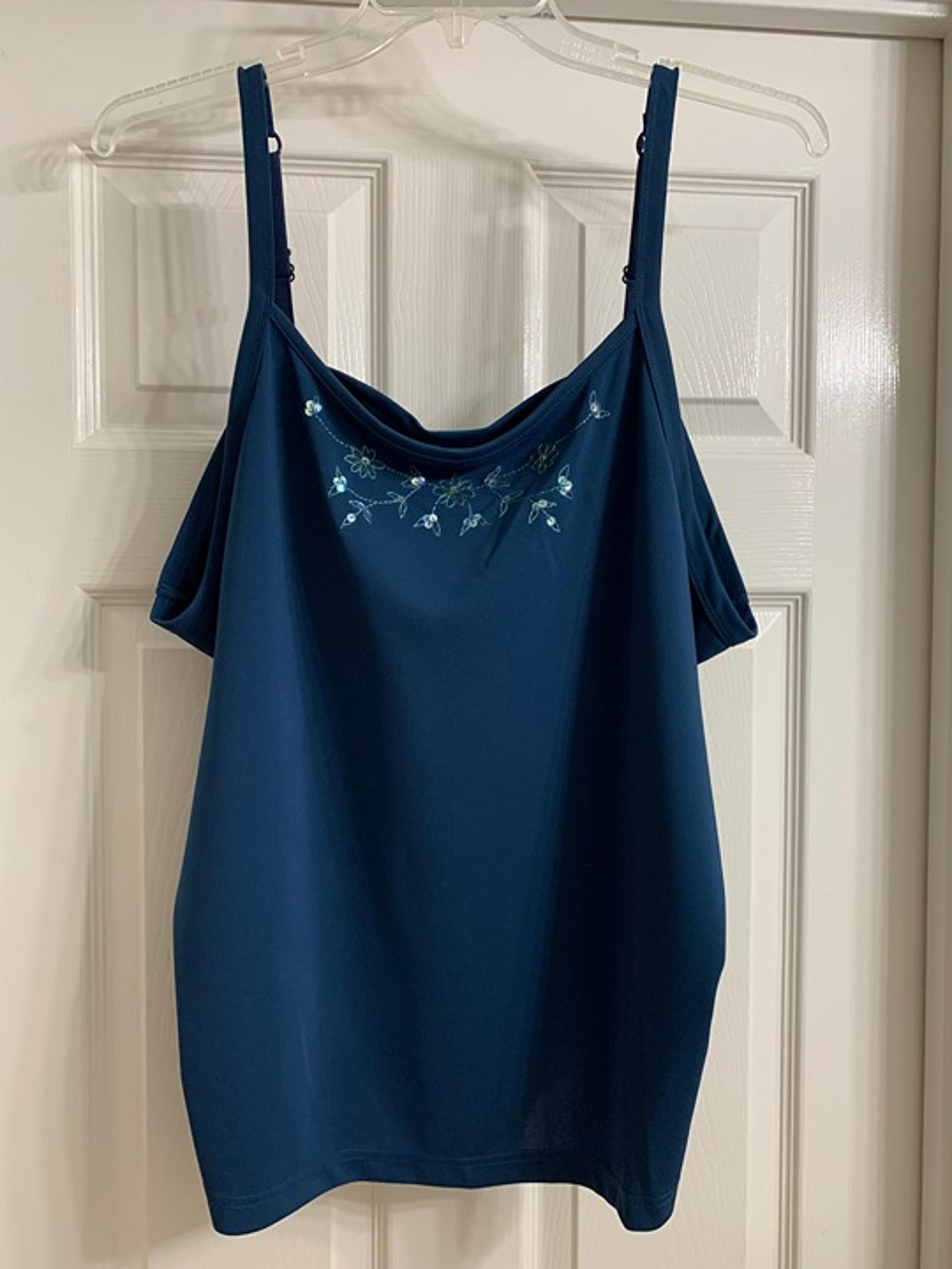 Avenue Women's Peacock Blue Camisole Shirt, Size 26/28, NWT