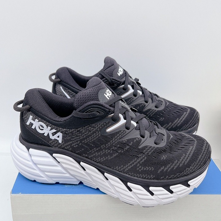 NEW Hoka One One Gaviota 4 Running Shoe Black/ White Womens US 6.5 D Wide