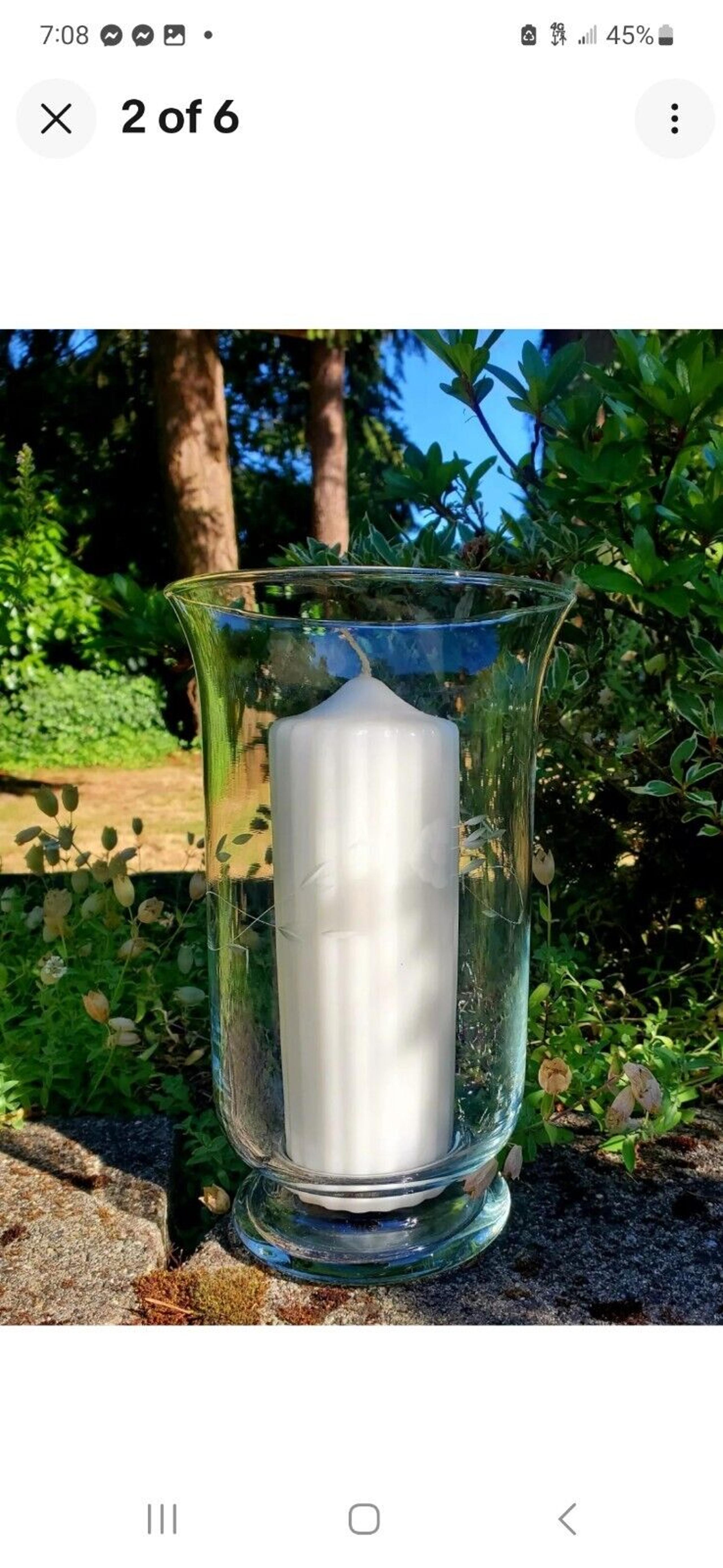 Lot Of 2-Princess House Heritage Hurricane lamp Pillar Candle Holders 10x5 #355