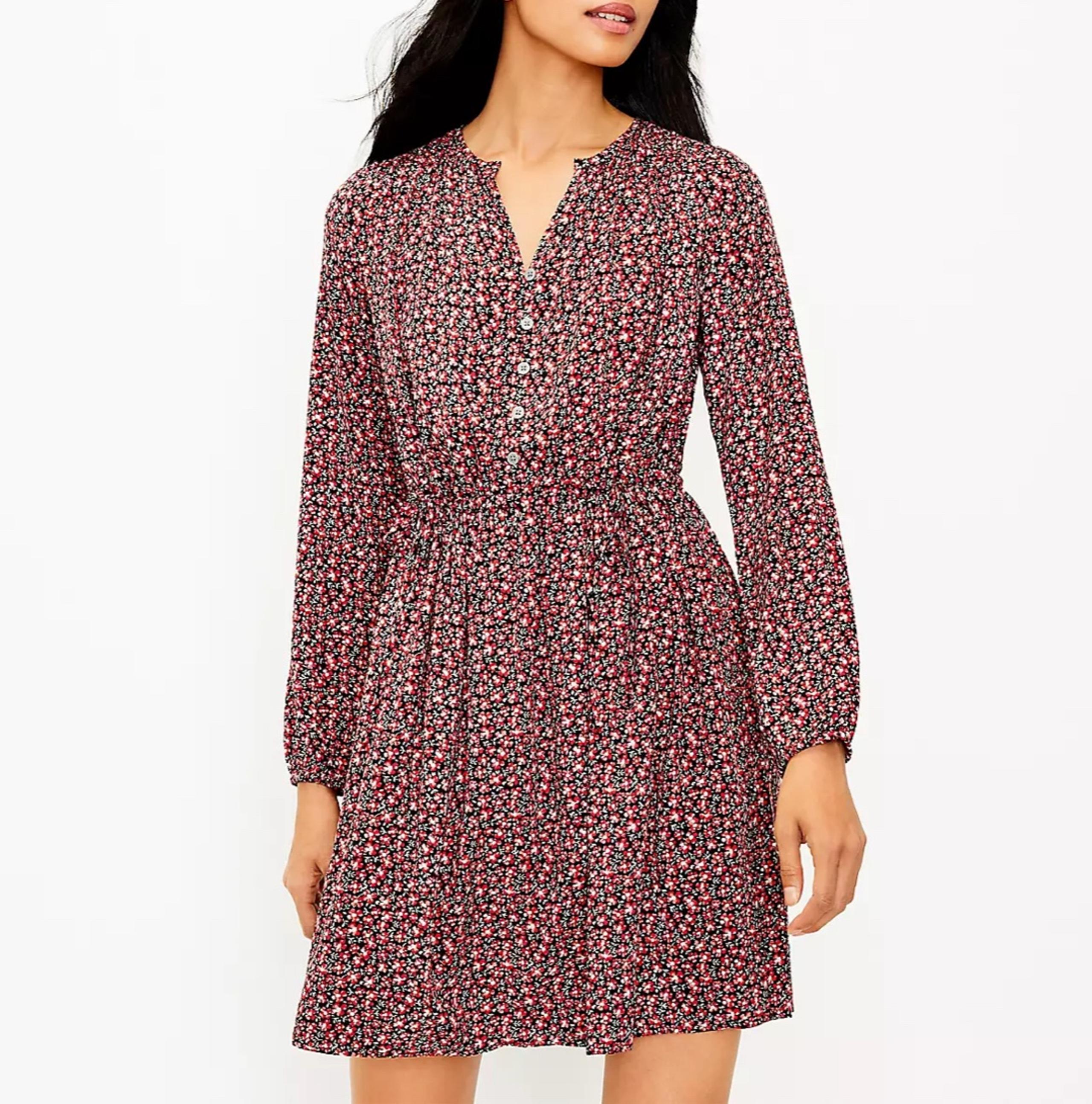 LOFT Floral Side Tie Swing Dress (821)