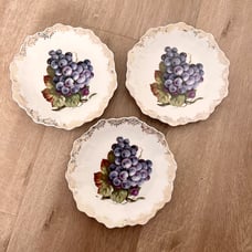 3 PCs Antique Bavaria Z.S & Co Hand-painted Grape Porcelain Appetizer Plates 7”