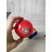 Vintage radko shiny Brite 3 ball striped red blue glitter yellow