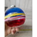 Vintage radko shiny Brite 3 ball striped red blue glitter yellow