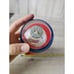 Vintage radko shiny Brite 3 ball striped red blue glitter yellow