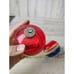 Vintage radko shiny Brite 3 ball striped red blue glitter yellow