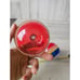 Vintage radko shiny Brite 3 ball striped red blue glitter yellow