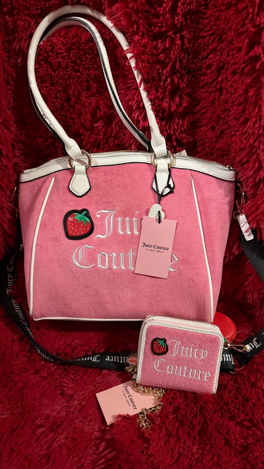 Juicy Couture Sweet Pink Strawberry Angel Wallet Purse set