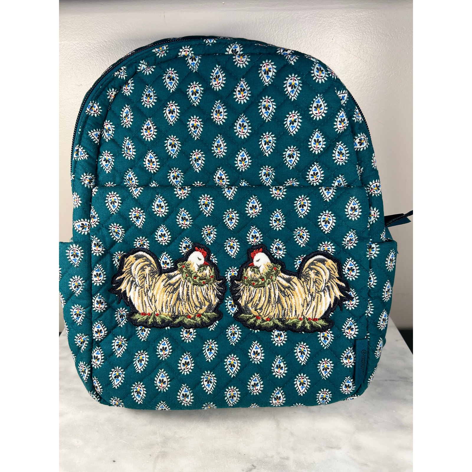 Vera Bradley Women's Cotton Small Backpack French Hen Recycled Cotton Retail NWT