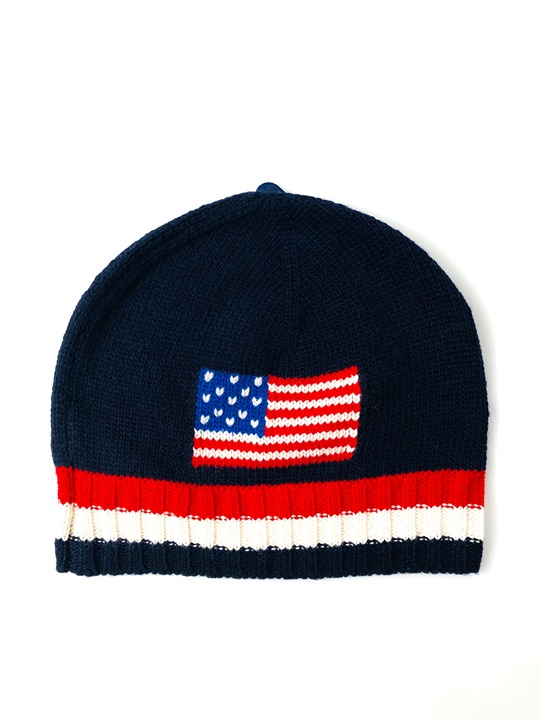 NWT POLO RALPH LAUREN U.S.A FLAG NAVY BEANIE HAT