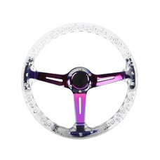 Universal 6-Hole 350mm Deep Dish Clear Crystal Bubble Neo Spoke Steering Wheel