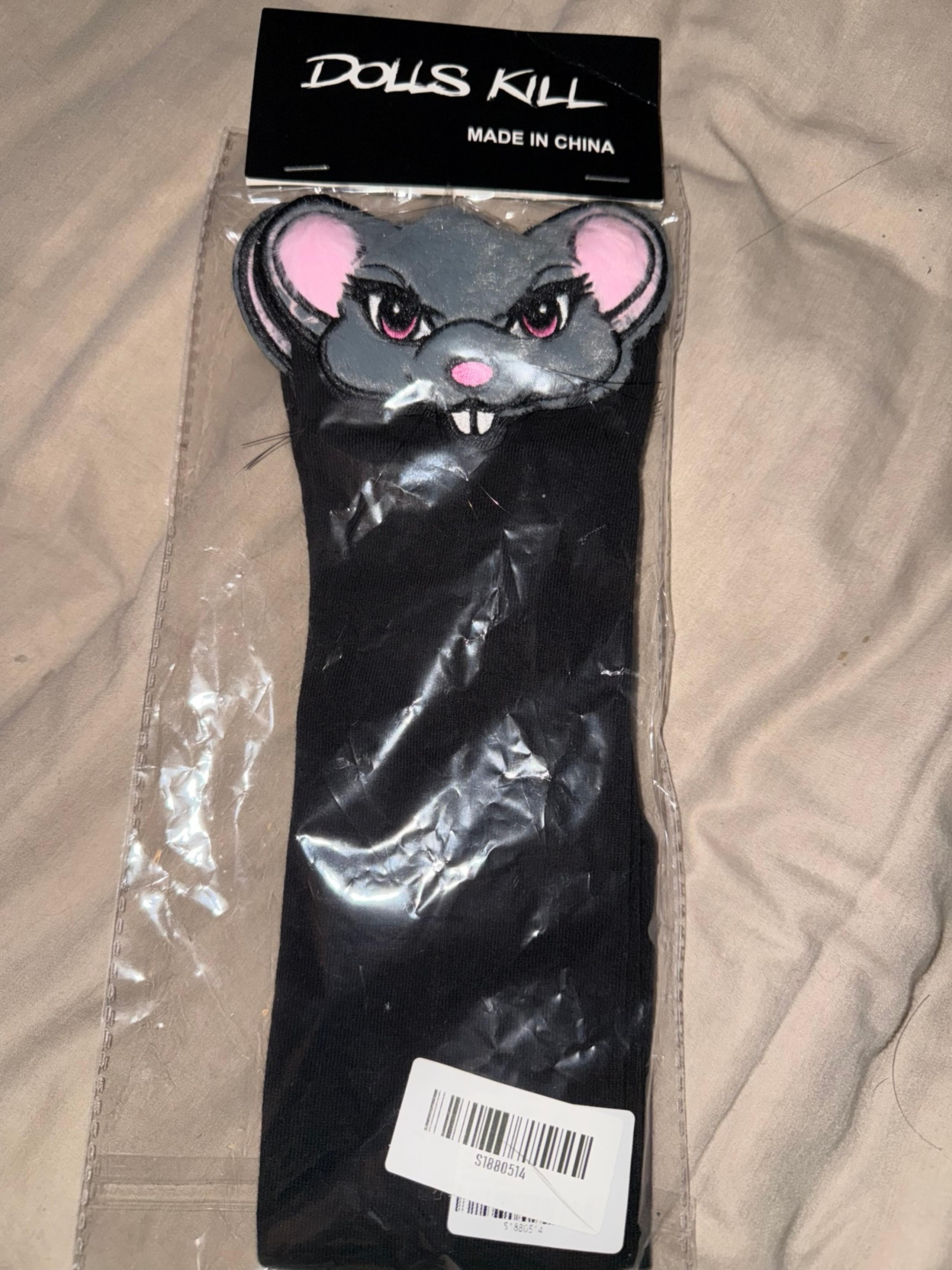 Dollskill fuzzy rat knee high black socks