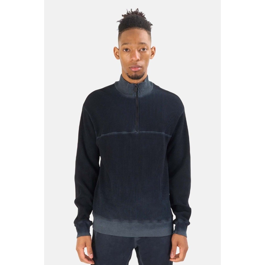 Cotton Citizen Cooper Thermal Half Zip Pullover Men's Size Medium Navy Blue