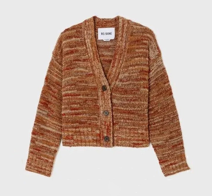 Re/Done 90s Crop Cardigan in Terra