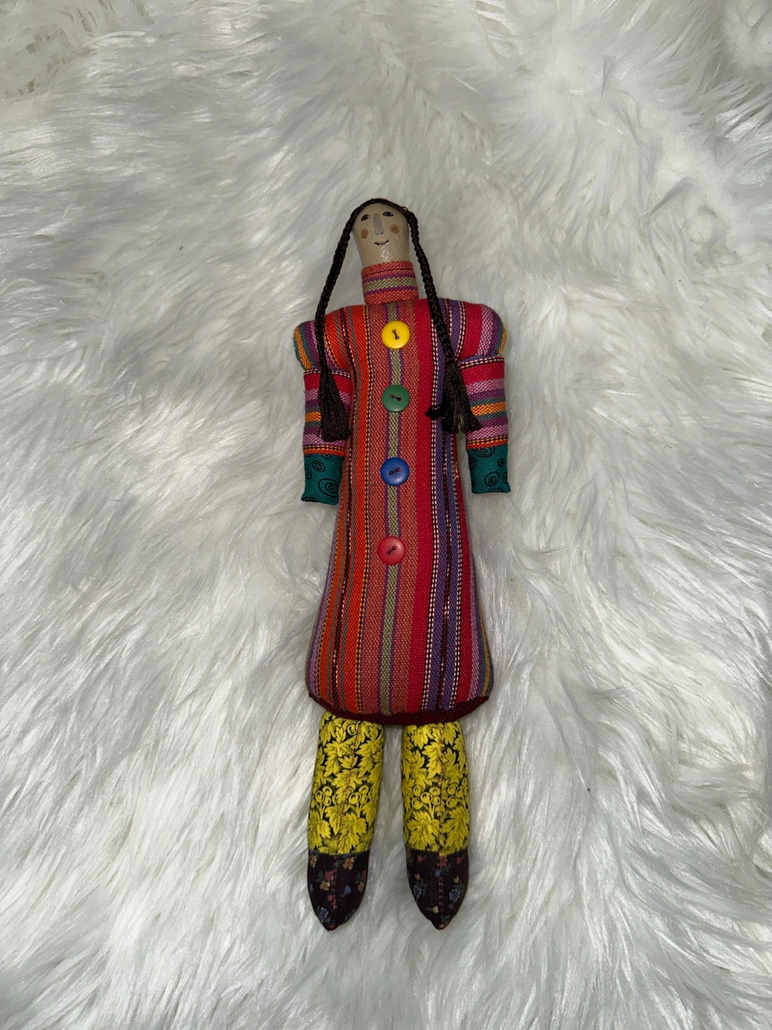 Vintage Signed Collectible Charla Khanna Handmade Patchwork Textile Doll Art