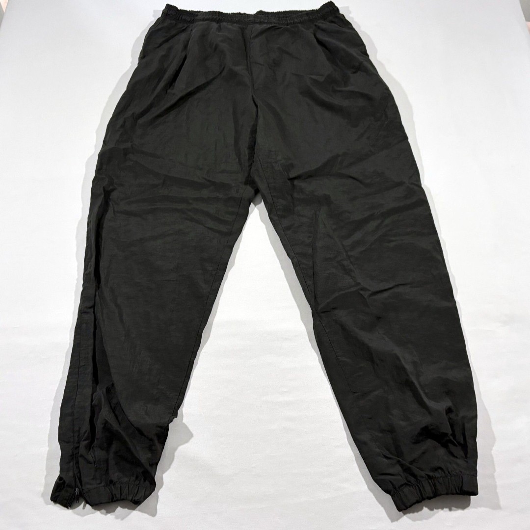 VINTAGE Nike Pants Mens Black Windbreaker Track Nylon Swoosh Baggy Y2K Sz L
