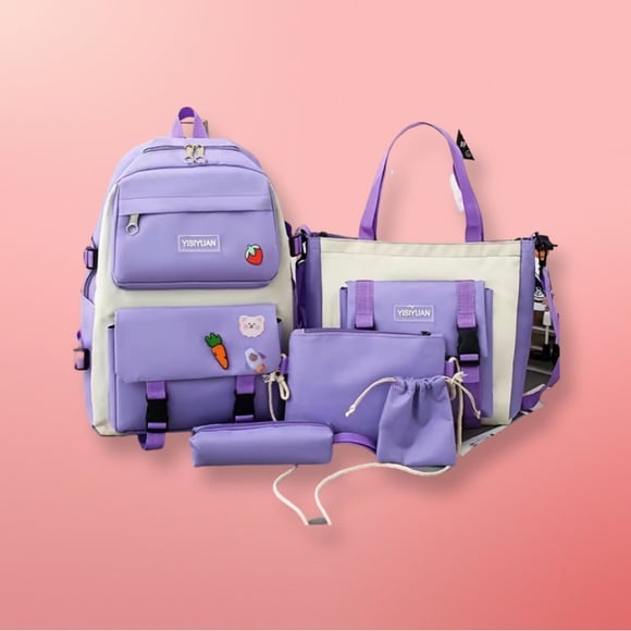 4pcs Of Set Backpack purple brand new