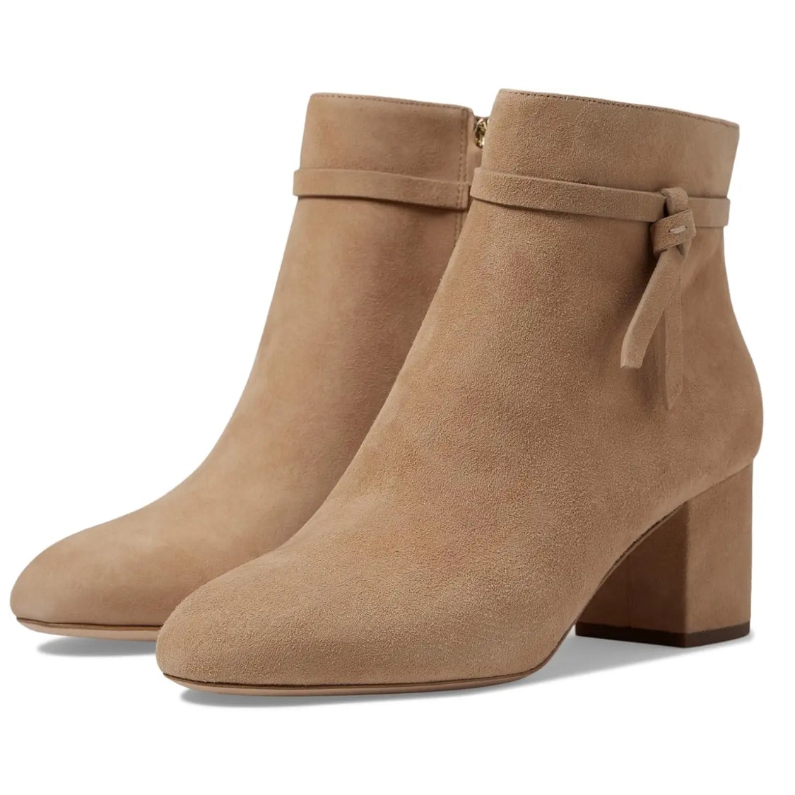 Kate Spade Women Knott Mid Dress Booties US 7 B Suede Tan Light Fawn
