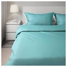 IKEA LUKTJASMIN Sateen Soft Duvet cover and pillowcases KING Gray-Turquoise NEW
