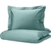 IKEA LUKTJASMIN Sateen Soft Duvet cover and pillowcases KING Gray-Turquoise NEW