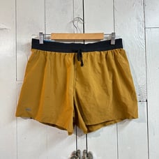 Janji Men's 5 AFO Middle Running Short w/ Brief Liner in Ochre size Medium