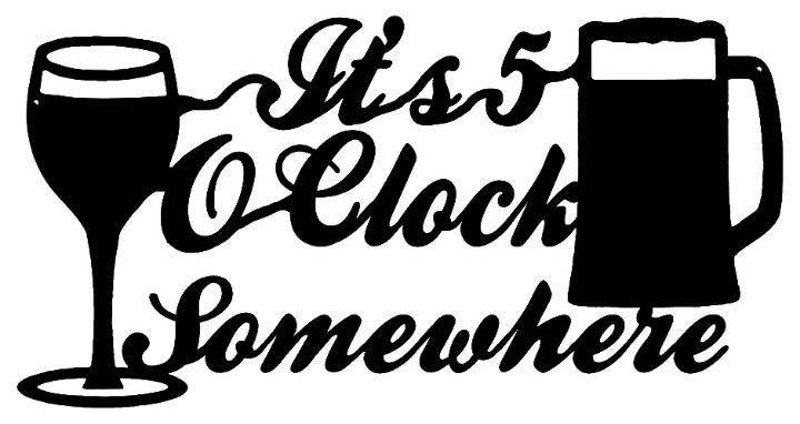 5 O clock Cocktail Cut Out Wall Décor Silhouette Metal Sign 12×22.5