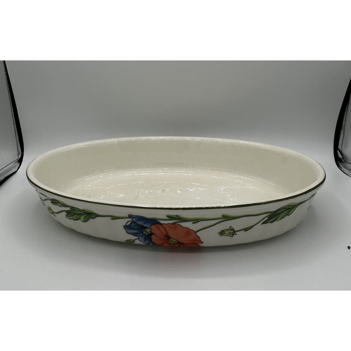 VTG Villeroy & Boch Amapola Pattern Oval Baking Dish Roaster 13 x 8.5 Poppies