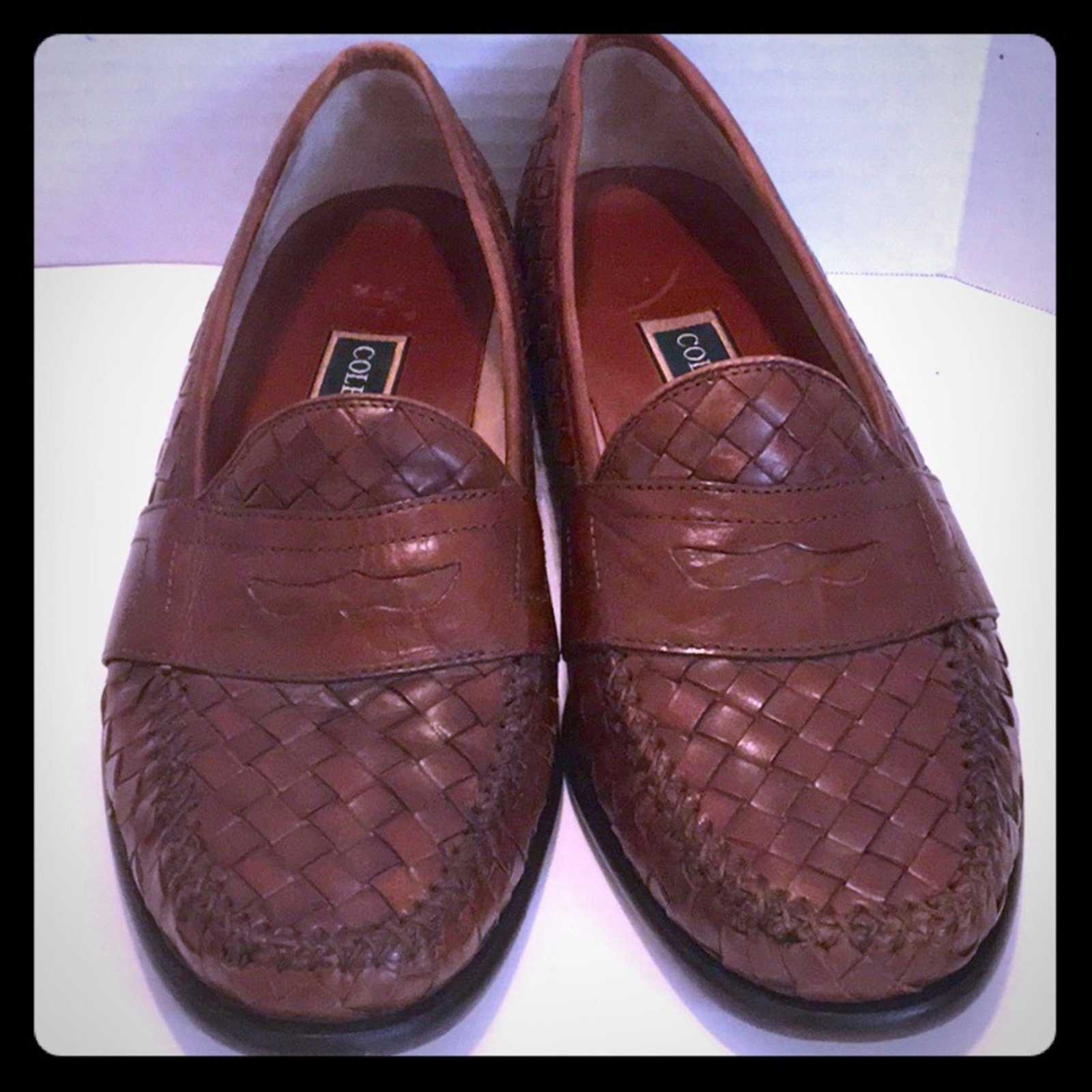 COLE HAAN WOVEN LOAFER SLIP ON SADDLE BROWN 8.5