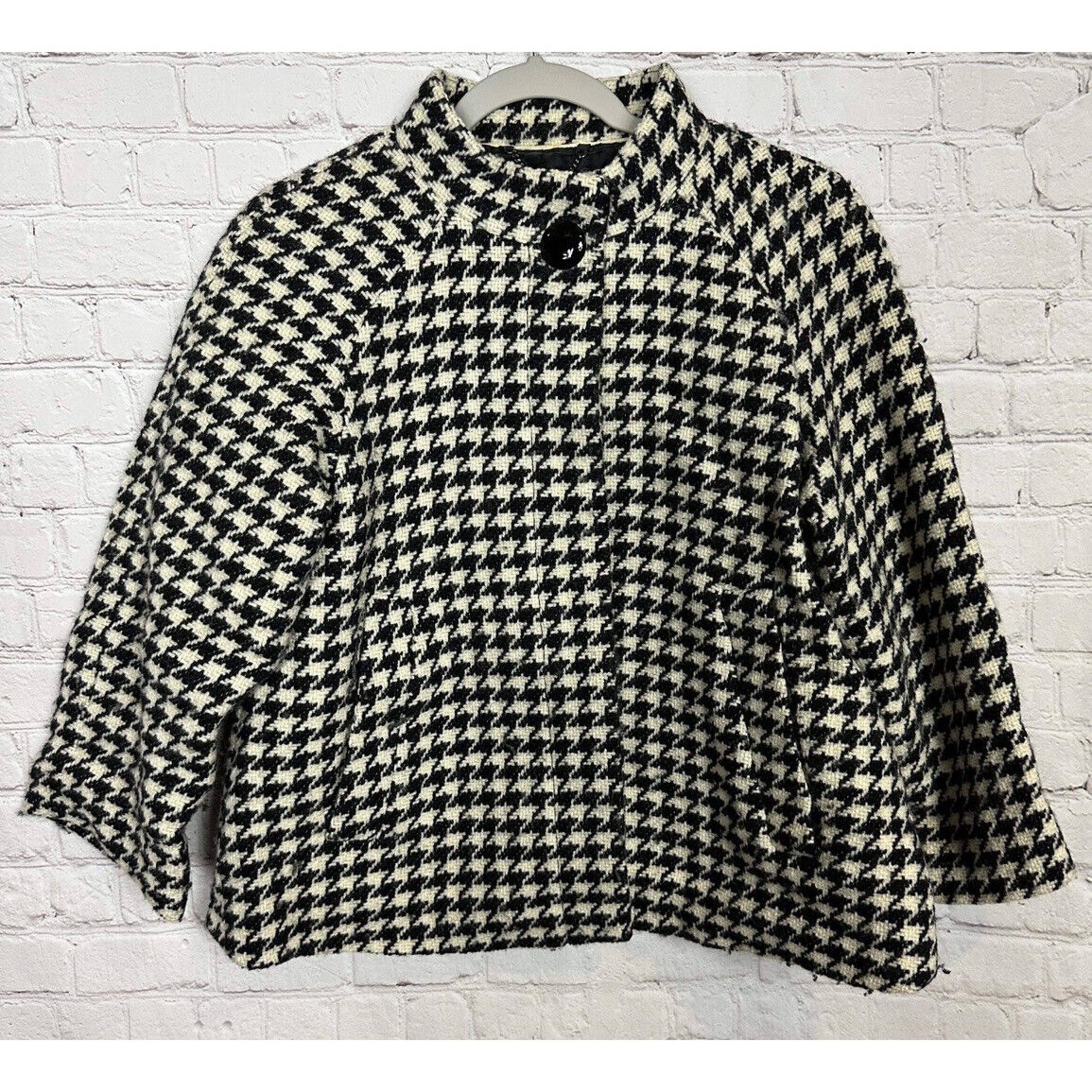Banana Republic Womens Houndstooth Jacket Wool Blend Old Money Coat Sz S