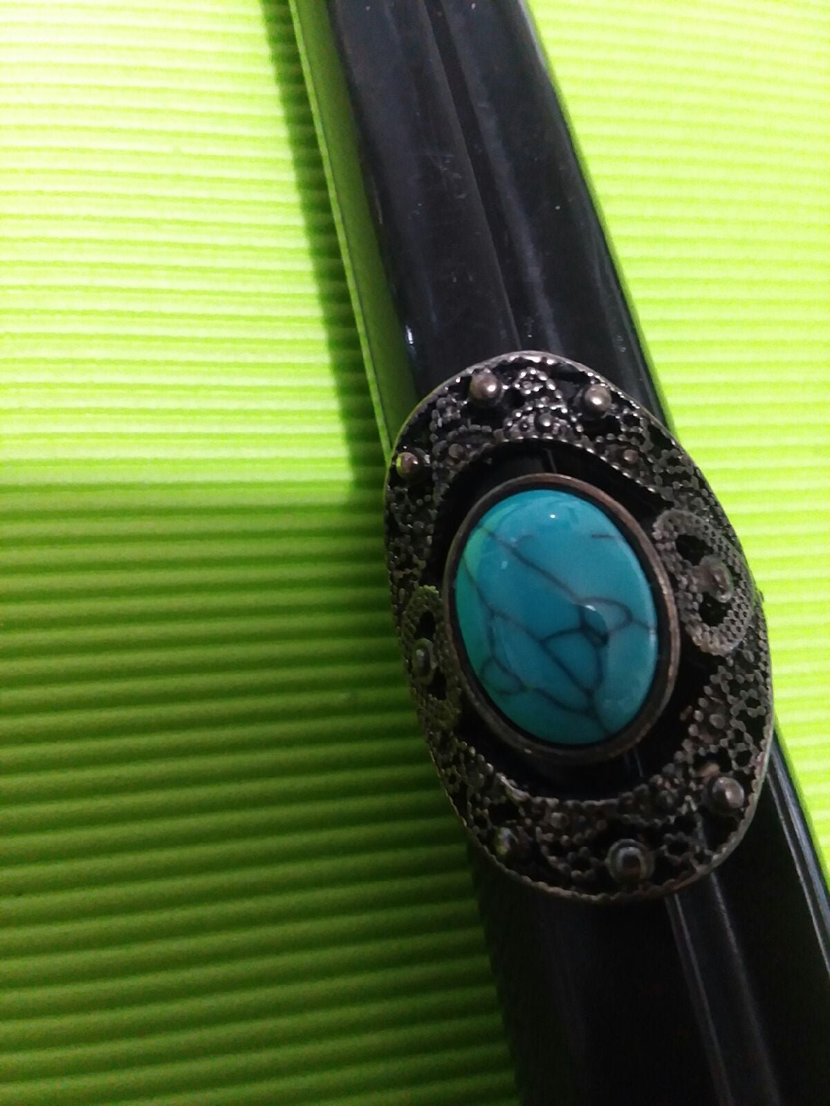 Vintage black Turquoise Size 11 Ring