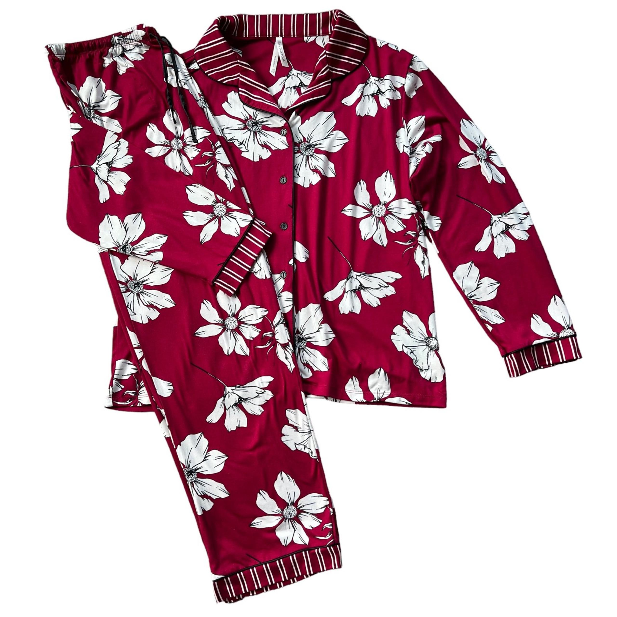 NWOT Flora Nikrooz Women's Long Sleeve Notch Collar 2 Piece Pajama Set Size S