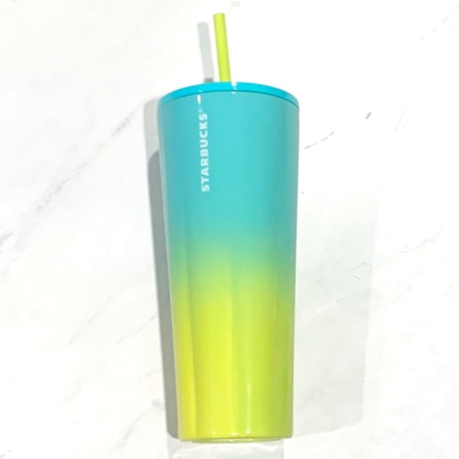 Starbucks Limited Edition 2021 Blue Yellow Ombré Stainless Steel Venti Tumbler