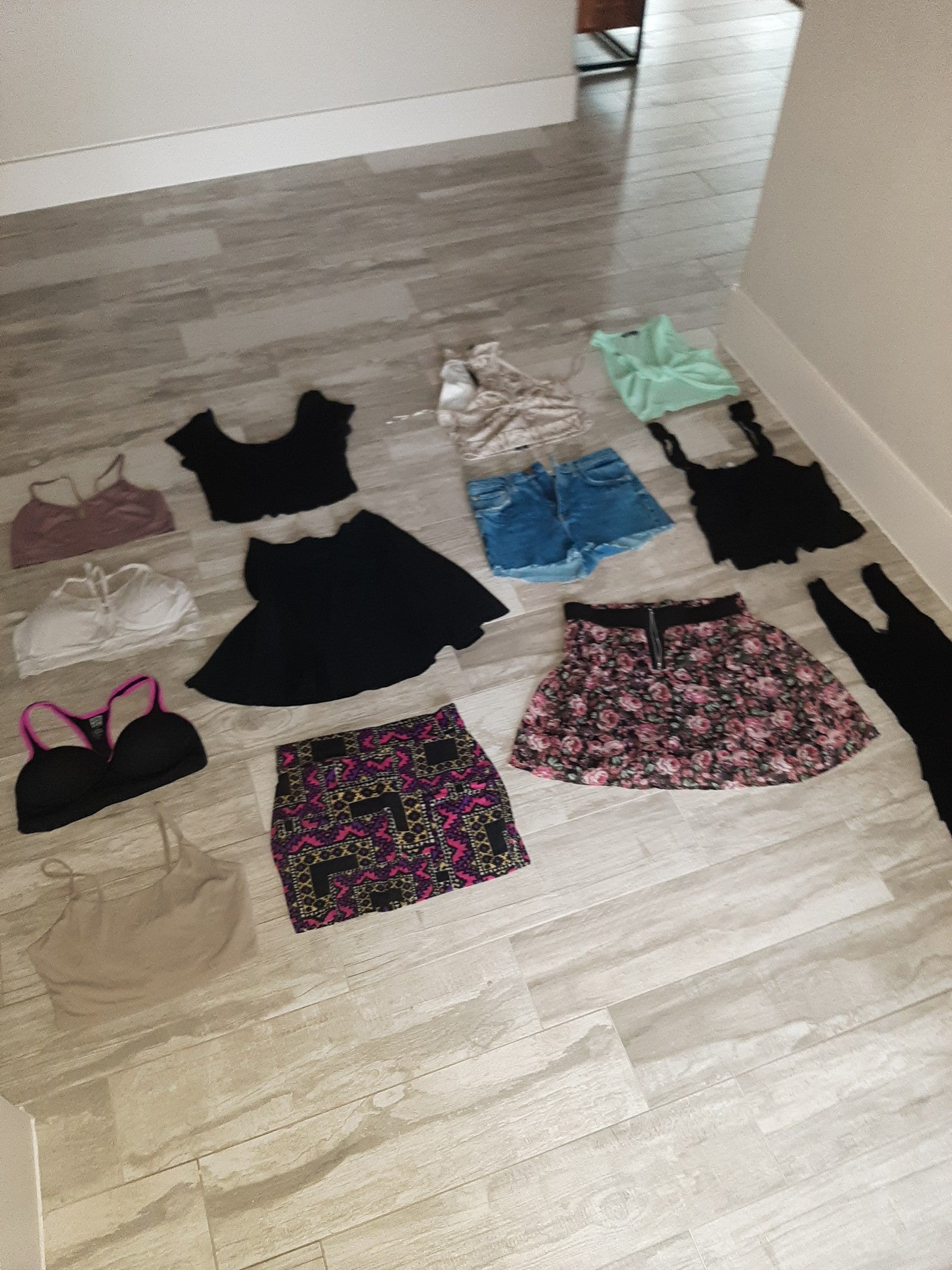 Clothing Lot Bundle Spring Fashion Denim Shorts Skirts Sports Bras