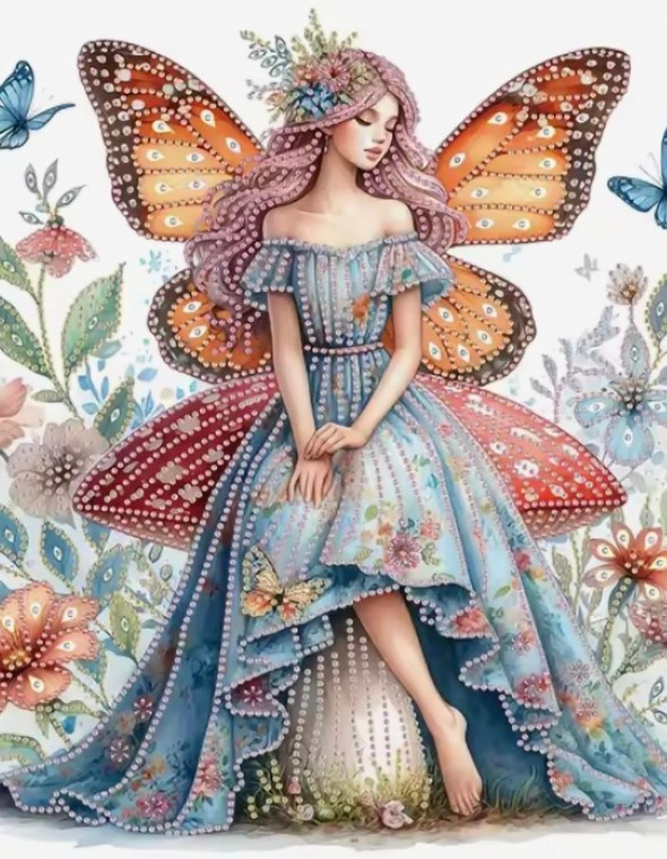 Diamond Art Painting DIY Kit- Beautiful Monarch Butterfly Fairy Enchanted Garden