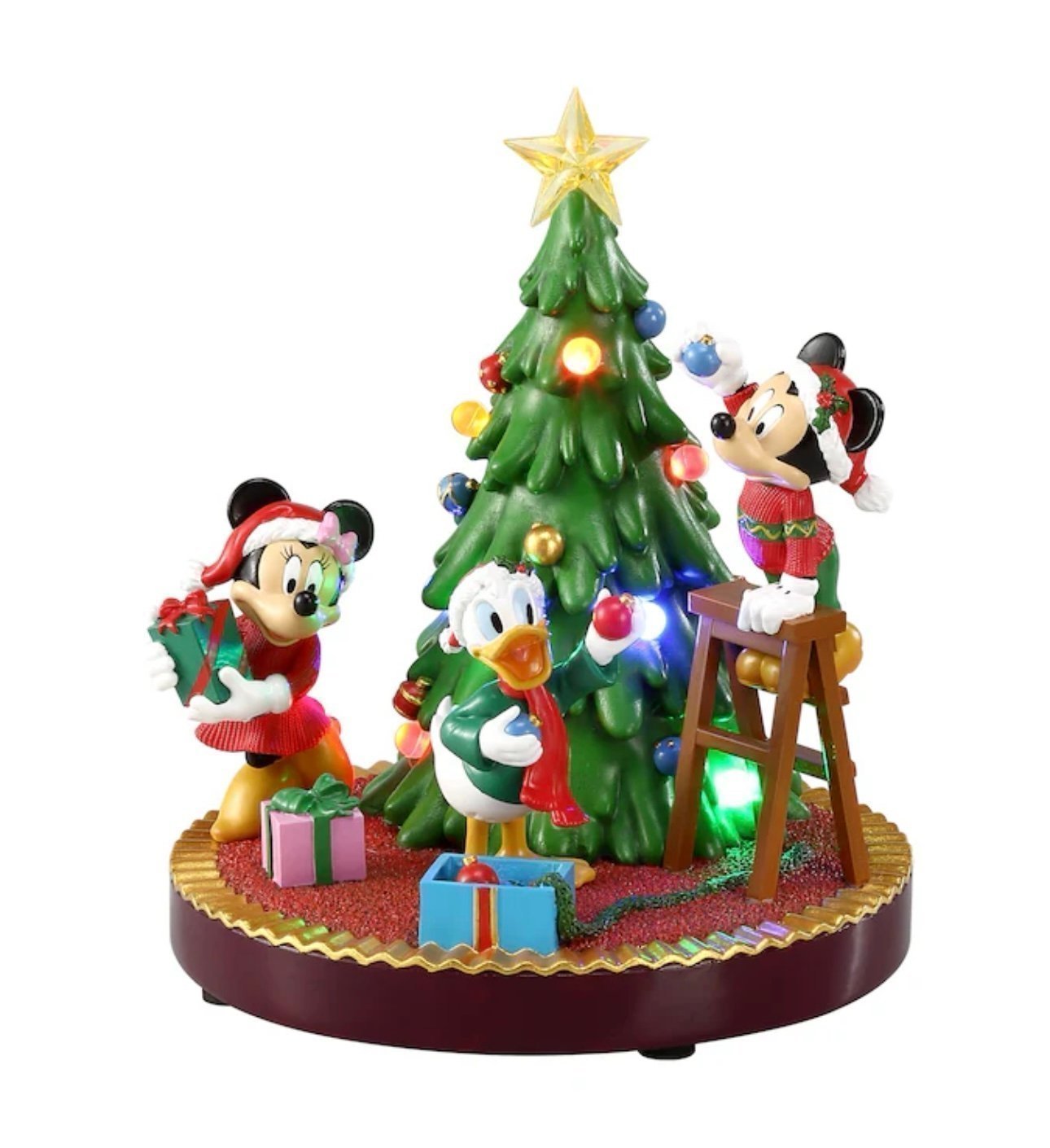 Disney 9-in LED Musical Mickey, Minnie & Donald Christmas Tree Scene Decoration
