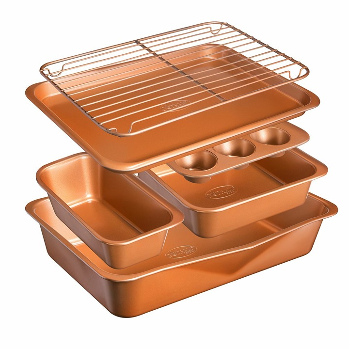 Gotham Steel 6 Piece Nonstick Ceramic Copper Stackable Bakeware Set