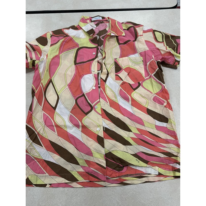 Emilio Pucci Retro Swirl Short Sleeve Button-Up Shirt