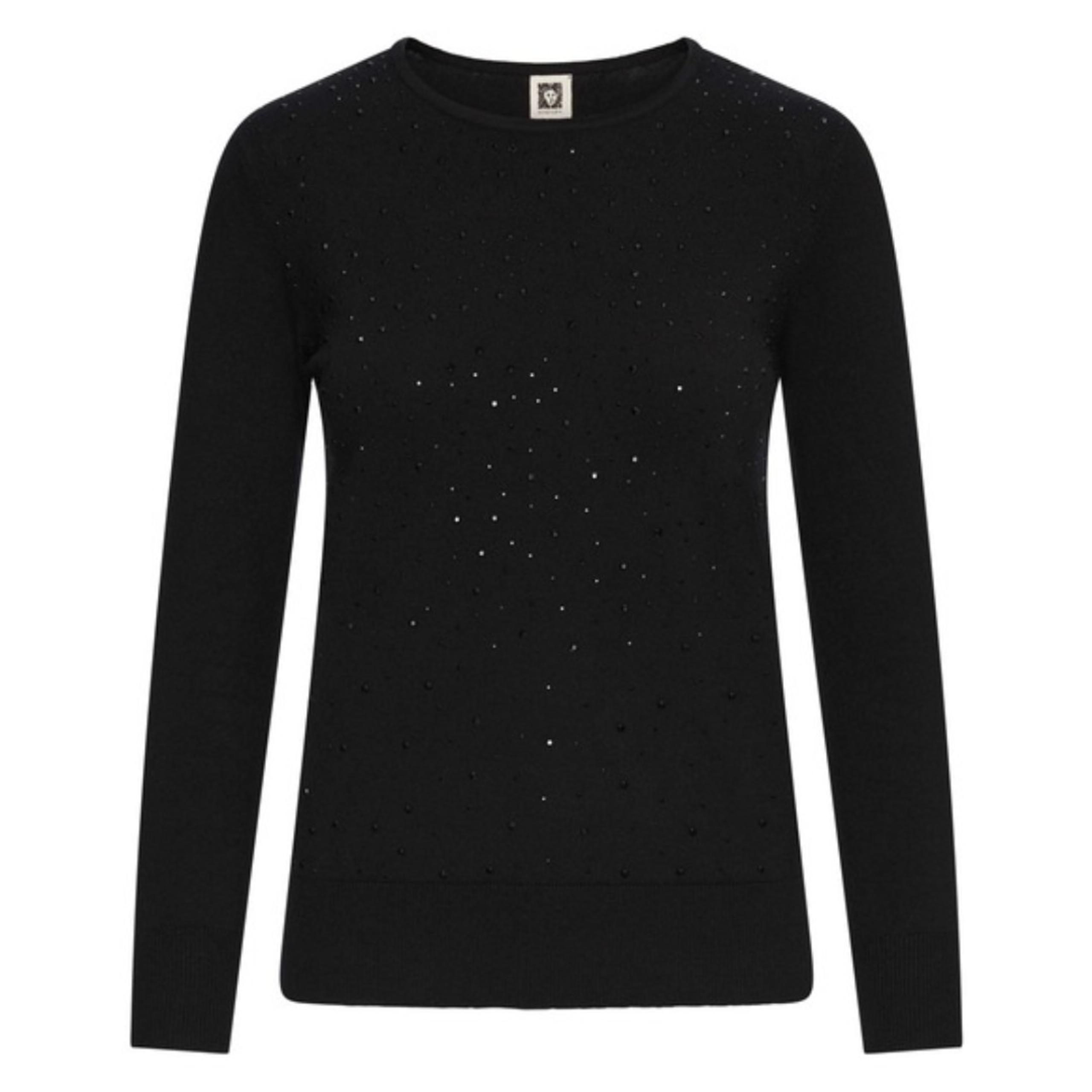Womens crewneck sweater size XL, black with black rhinestones, NWT - Anne Klein