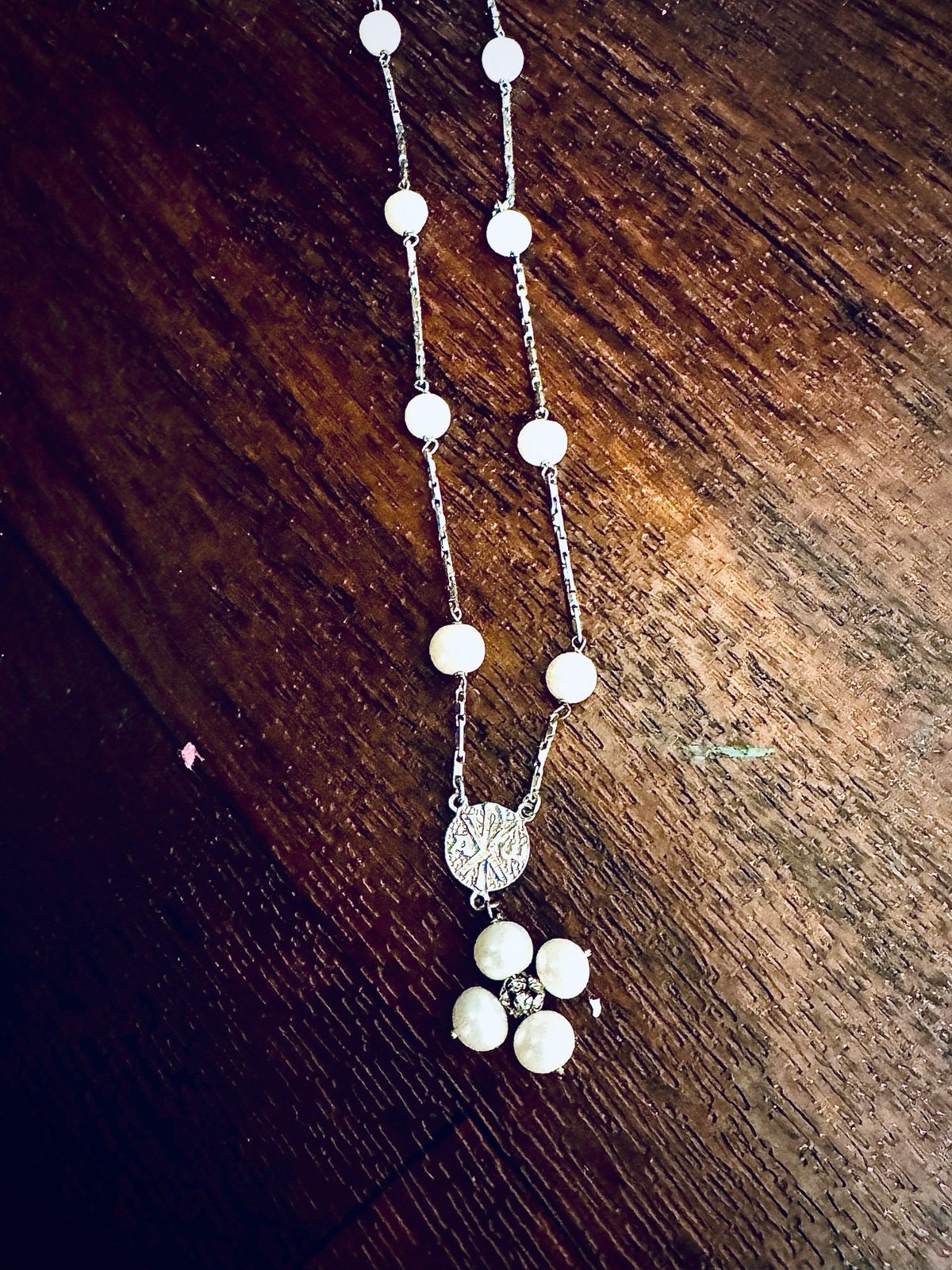 Blessed by the Pope- Sterling Silver & Pearl Rosary